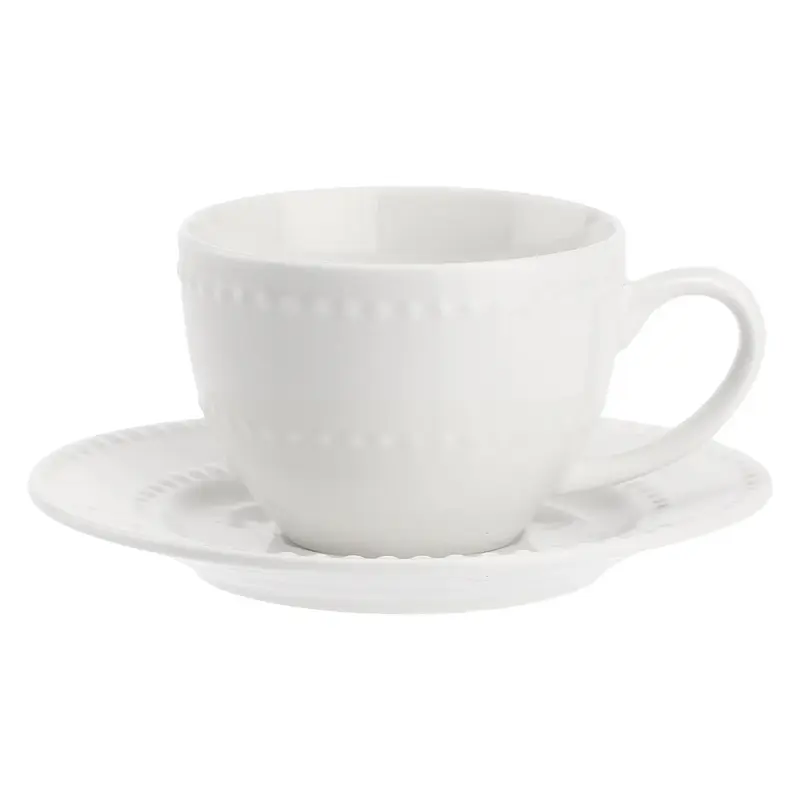 PORCELLANA BIANCA - COLLINA SET 6 TAZZE CAFFE' CON PIATTINO