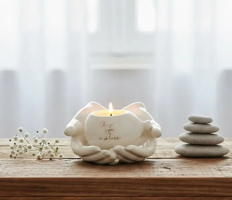 Porta candela mani con palloncino bomboniera per matrimonio, battesimo, comunione, cresima Harmony