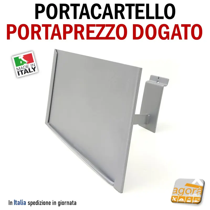 PORTA CARTELLO PORTAPREZZO DA PARETE ATTACCO DOGATO ARREDO NEGOZI GRIGIO GF