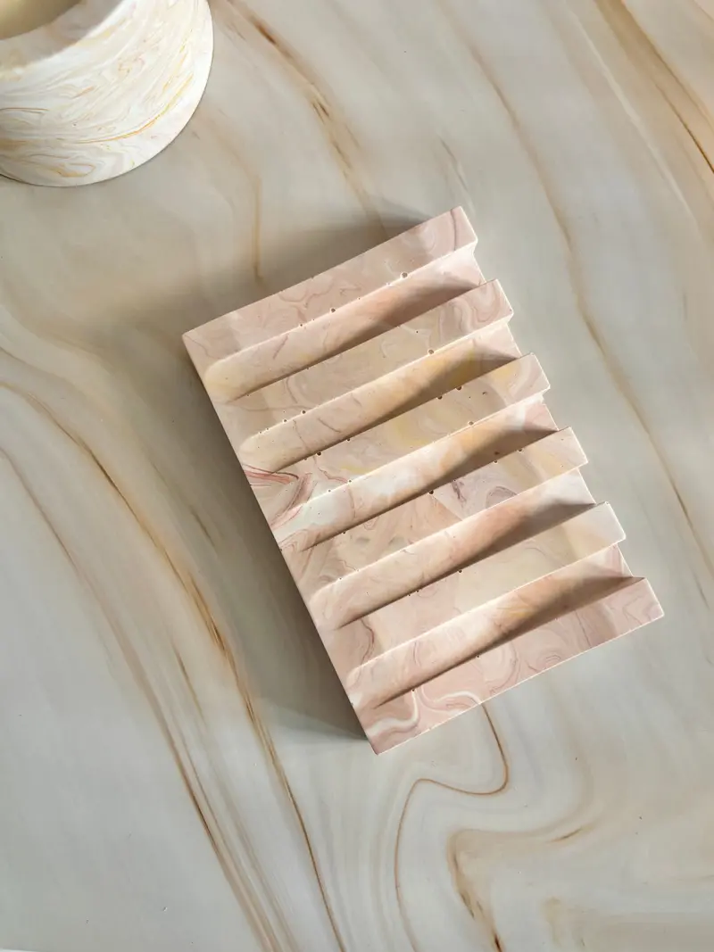 Porta Sapone Moderno Geometrico - Marble Rose Sand