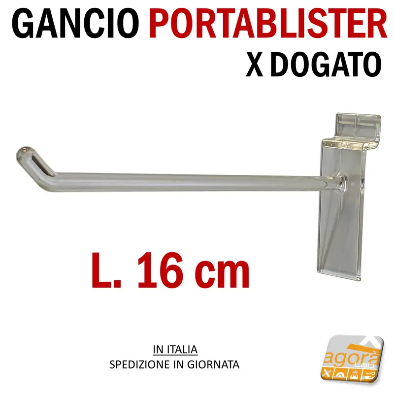 PORTABLISTER 16 CM PER PANNELLO DOGATO PLEX ARREDAMENTO NEGOZIO GANCI 10Pz