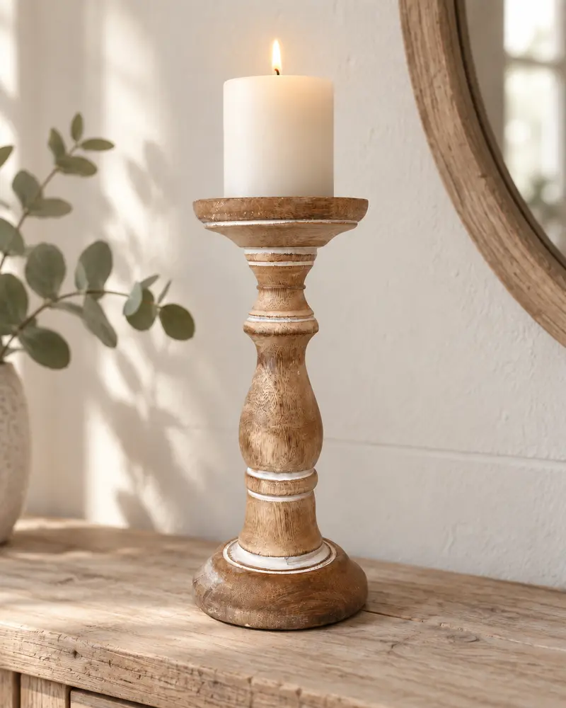 Portacandele in legno h 23 cm, 2 VARIANTI
