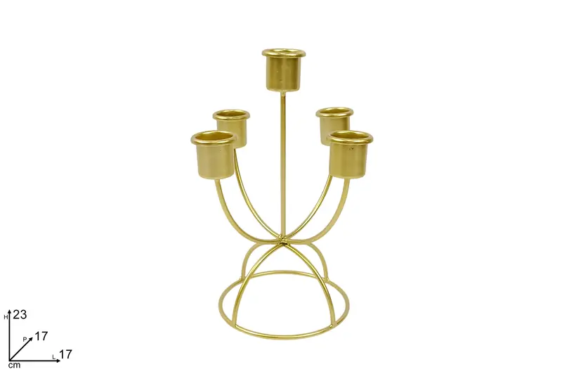 PORTACANDELE METALLO ORO 5 POSTI 23X17