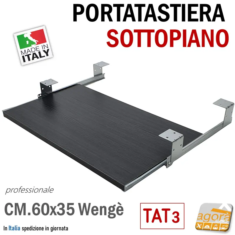 PORTATASTIERA PC SOTTOPIANO ESTRAIBILE TAT3 PIANETTO AGGIUNTIVO RIPIANO X SCRIVANIA PIANO PROFONDO 35CM