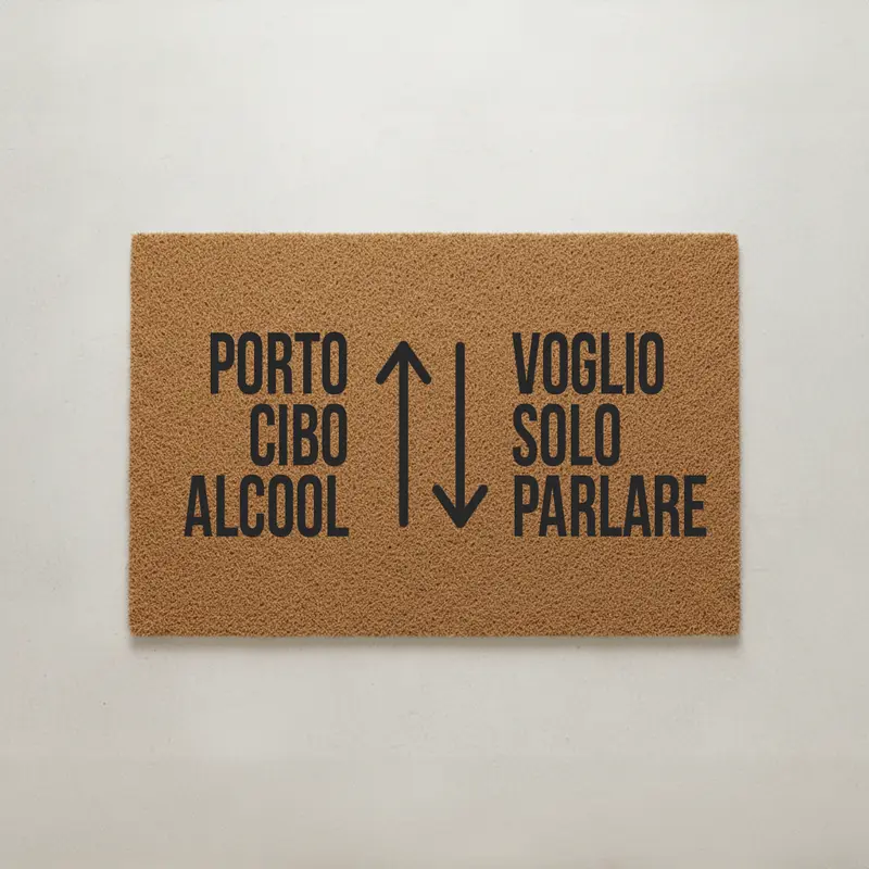 "Porto cibo e alcool ⬆ ⬇ Voglio solo parlare" - Zerbino della verità