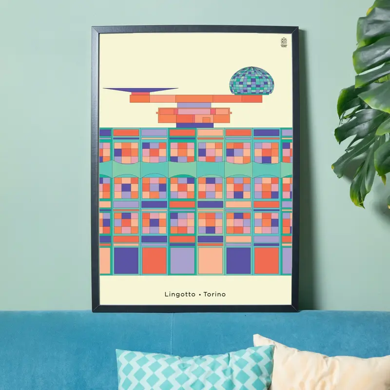 Poster 50x70 Il Lingotto Pastello - Torino