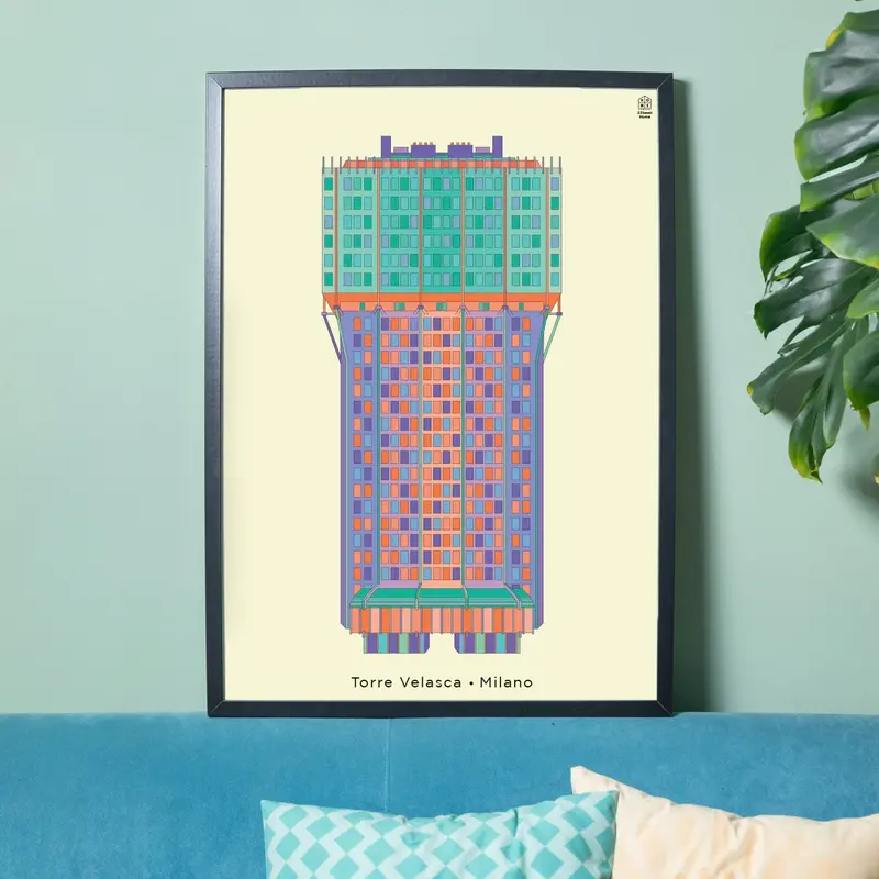 Poster 50x70 Torre Velasca Pastello - Milano