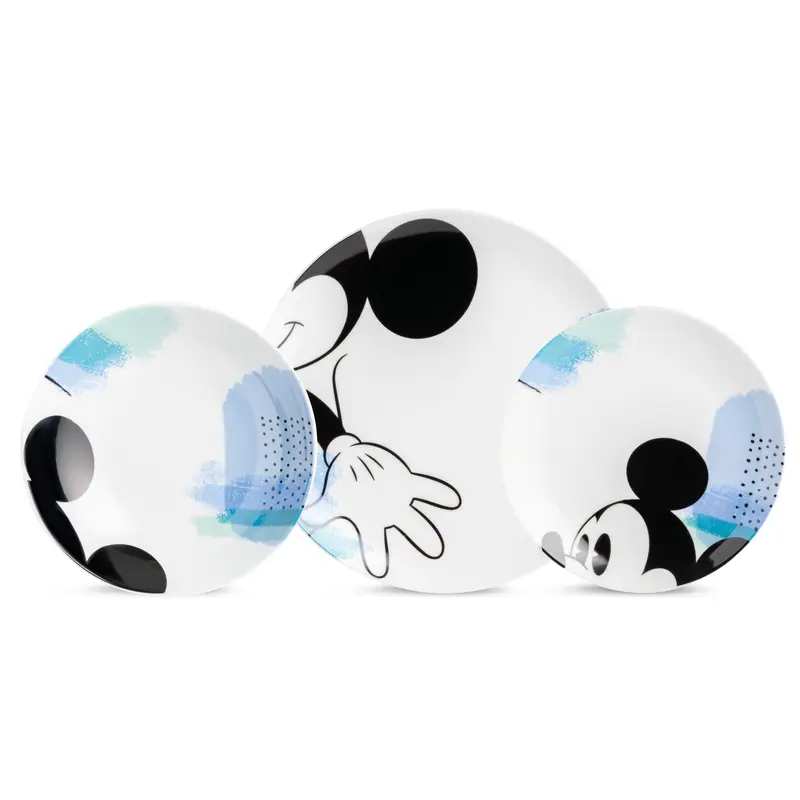 Posto Tavola 3 Pz.(Dessert/Fondo/Piano) Mickey Mouse Enjoy Celeste