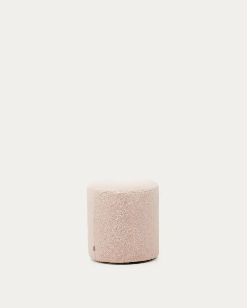Pouf sfoderabile Kaeli in tessuto bouclé rosa Ø 43 cm