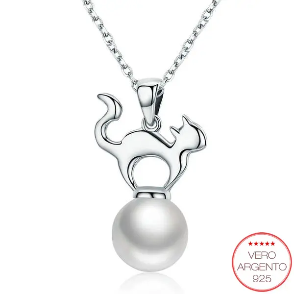 "PreciousCat" - collana gatto in argento con perla - IN ESCLUSIVA