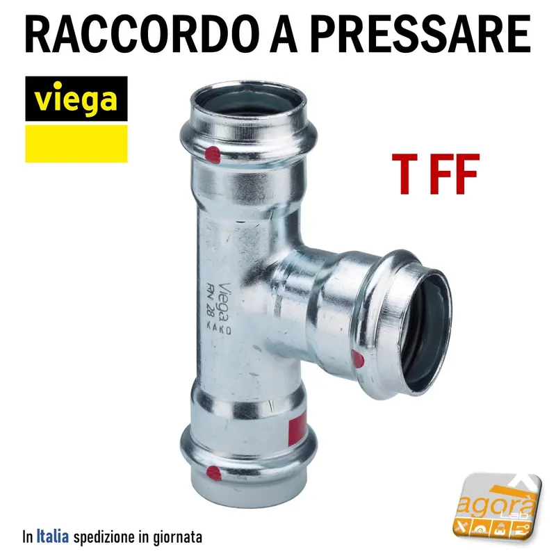PRESTABO VIEGA RACCORDO A PRESSARE A T FFF 1118 DIAMETRO Ø15-18-22-28-35-42-54