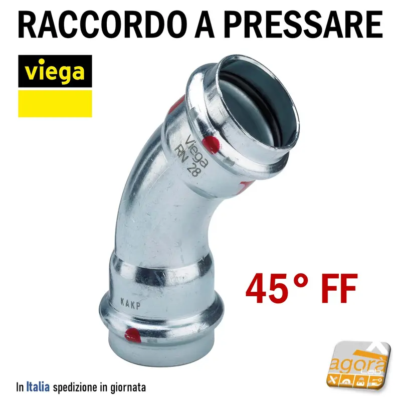 PRESTABO VIEGA RACCORDO A PRESSARE CURVA 45° FF 1126 DIAMETRO Ø15-18-22-28-35-42-54