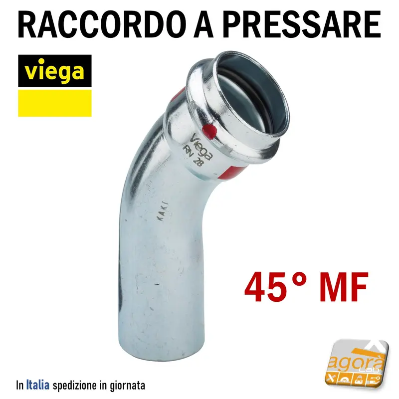 PRESTABO VIEGA RACCORDO A PRESSARE CURVA 45° MF 1126.1 DIAMETRO Ø15-18-22-28-35-42-54