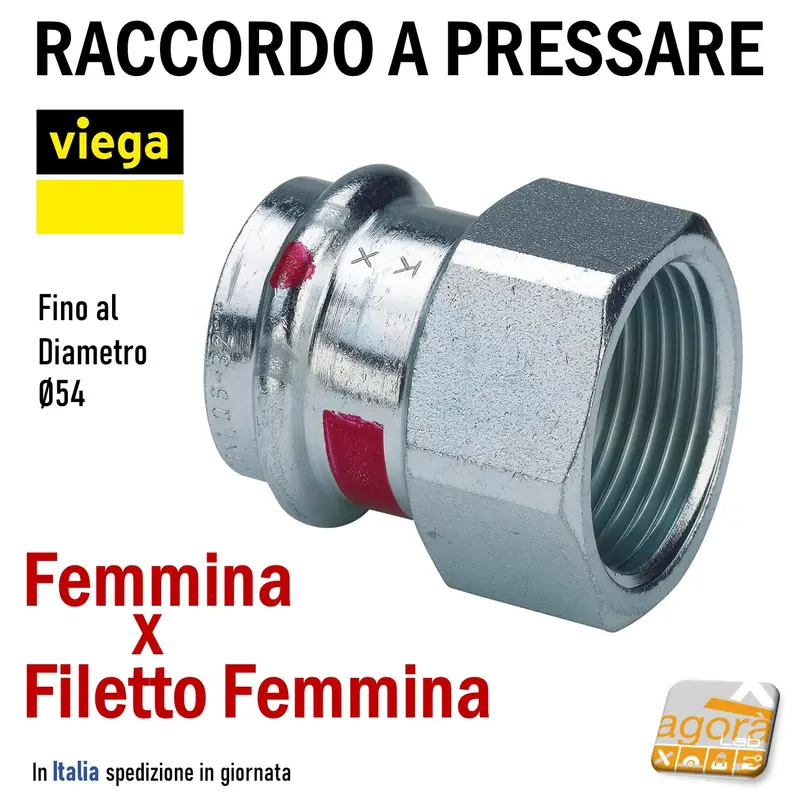PRESTABO VIEGA RACCORDO A PRESSARE MANICOTTO FxFIL.FEM 1112 DIAMETRO Ø15-18-22-28-35-42-54