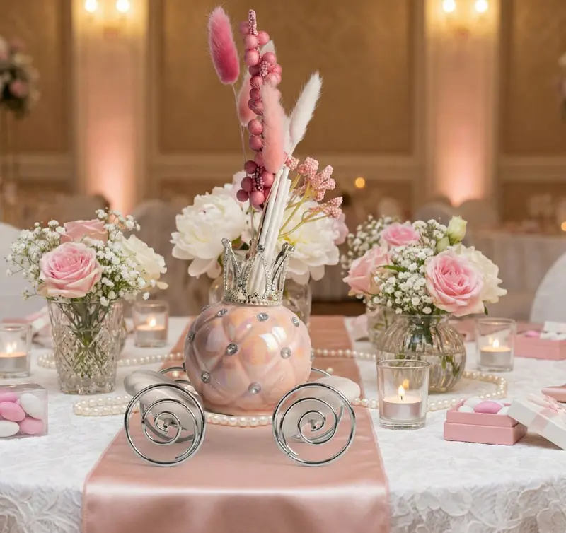 Profumatore carrozza perlata con strass corona e ruote argento bomboniera per matrimonio, cresima, comunione Harmony PRMT25213