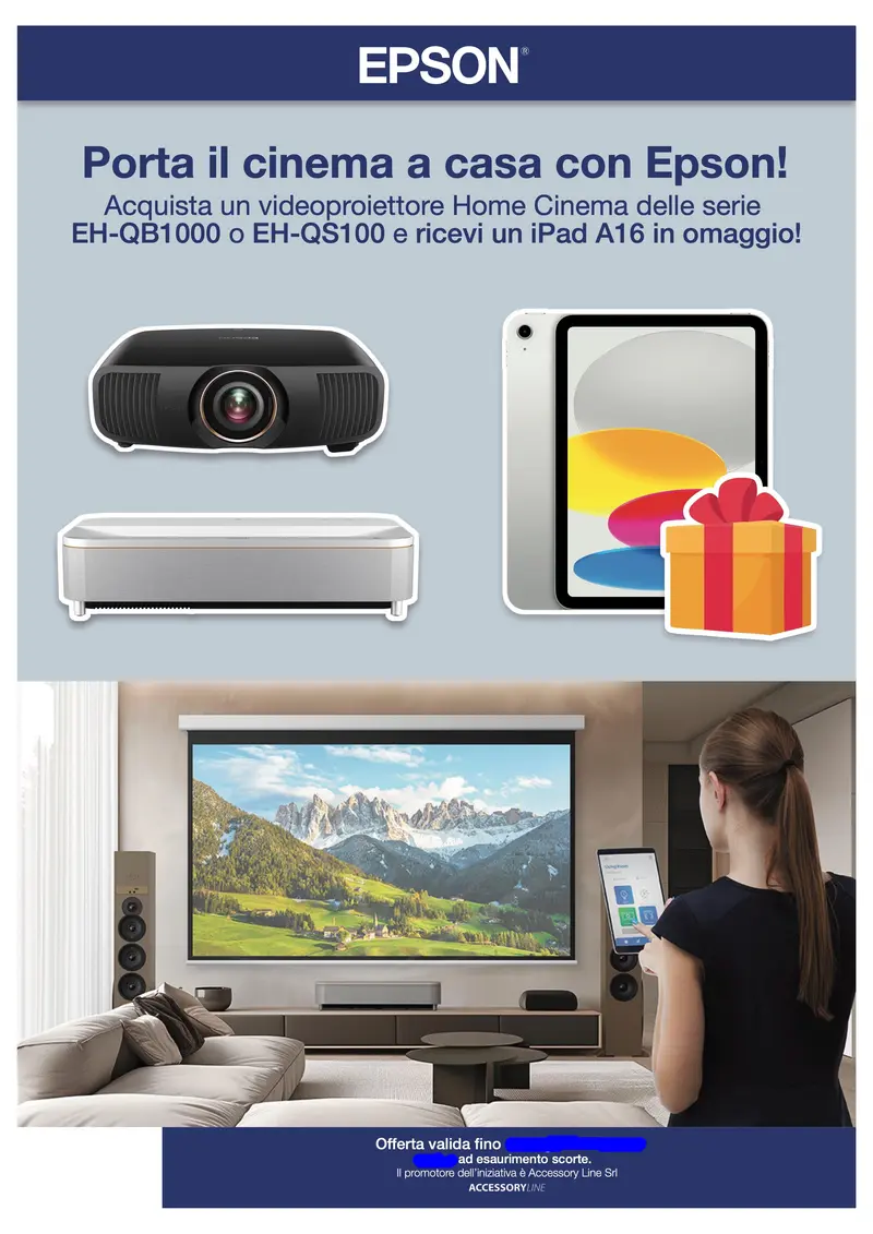 PROMO Epson EH-QS100 + IPAD OMAGGIO - CHIEDERE DISPONIBILITA'