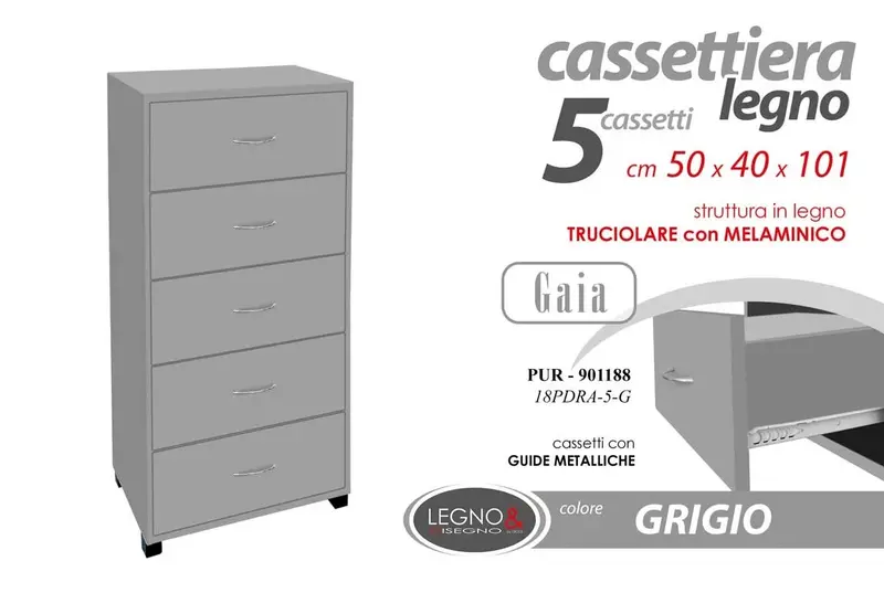 PUR/5 CASSETTI GRIG 50*40*101 18PDRA-5-G