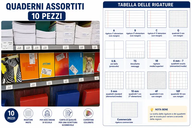 Quaderno Maxi Bm 21 Fogli 80 Gr Mix Boy Q - 10 pz