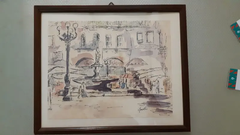 Quadro Acquerello di una Piazza