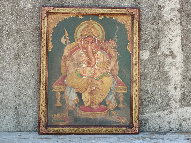 Quadro artigianale unico raffigurante ganesha