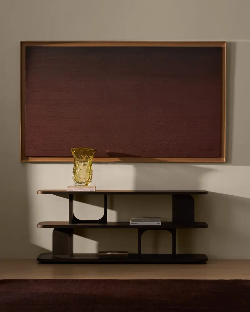 Quadro astratto Breon dipinto a mano bordeaux 110 x 190 cm