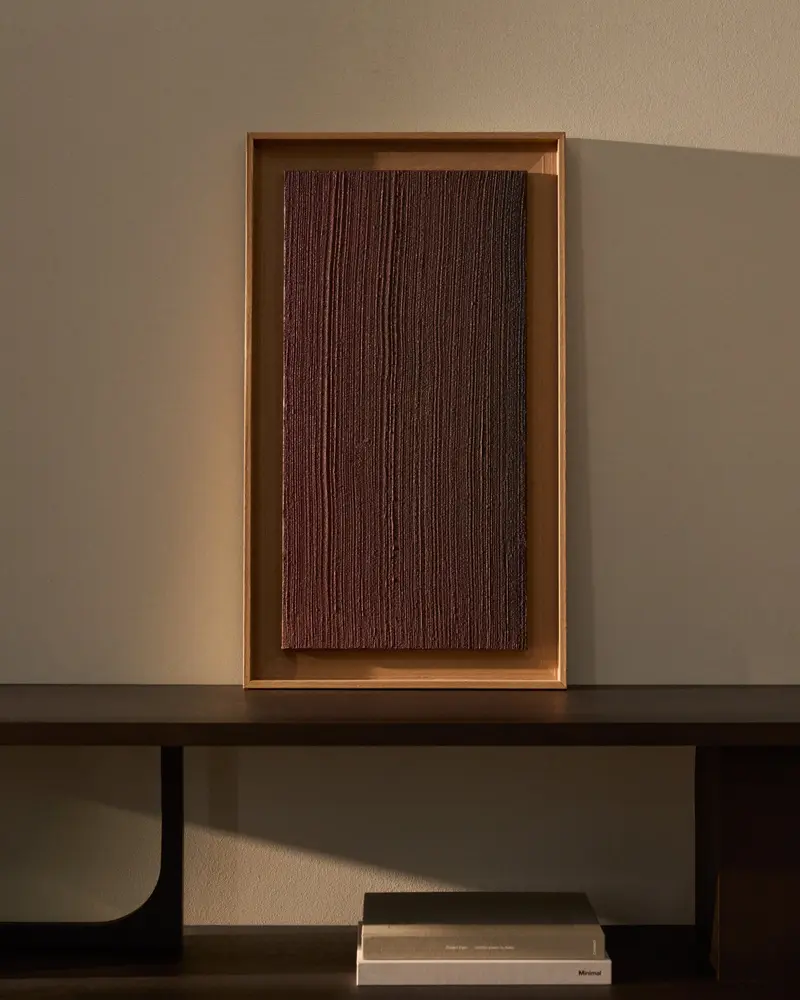 Quadro astratto Breon dipinto a mano bordeaux 40 x 70 cm