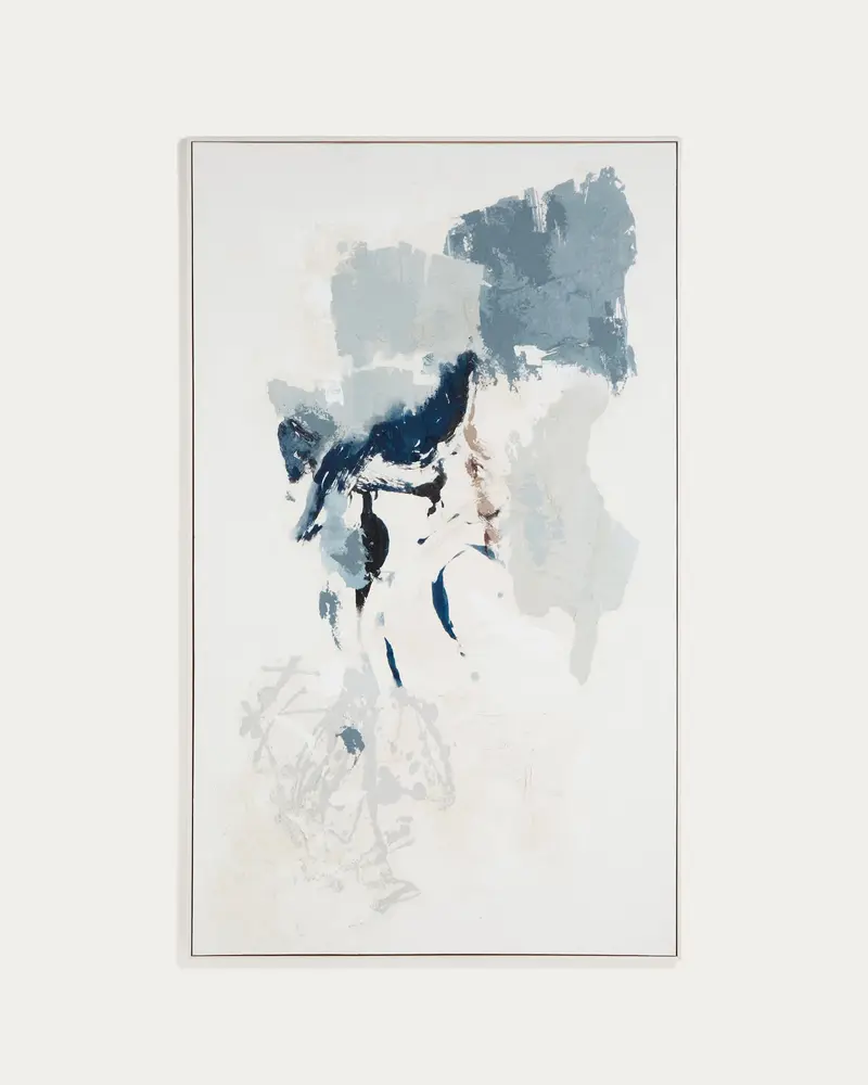 Quadro astratto Erale grigio e blu dipinto a mano (120 x 200 cm)