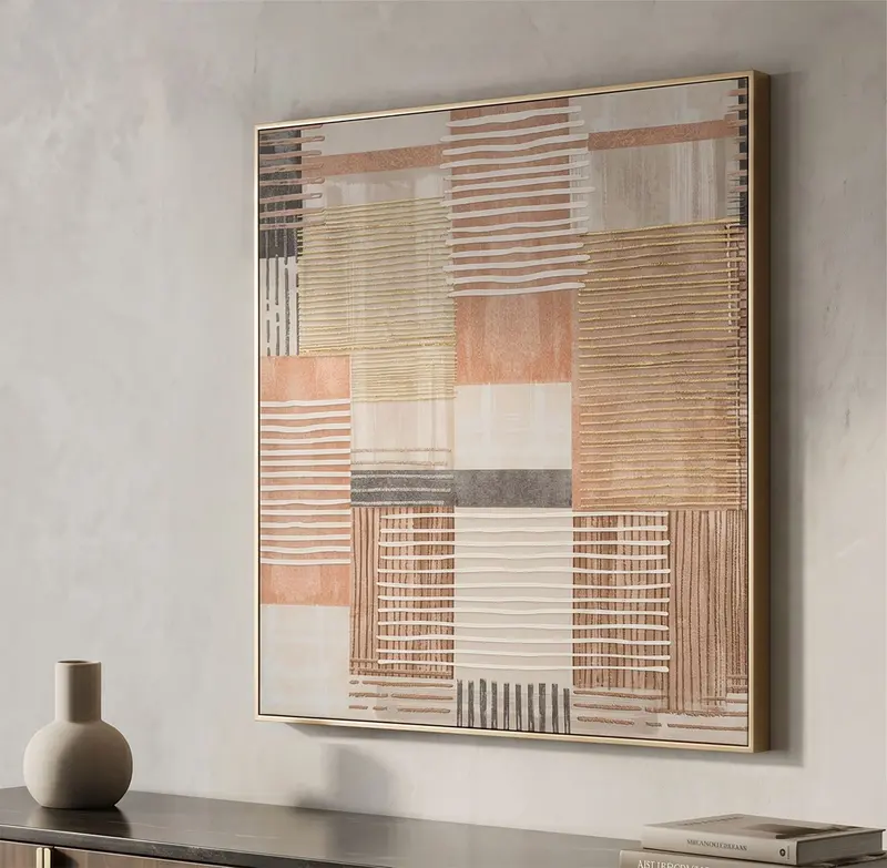 Quadro Astratto Geometrico su Tela con Cornice – Eleganza Contemporanea per Pareti Raffinate