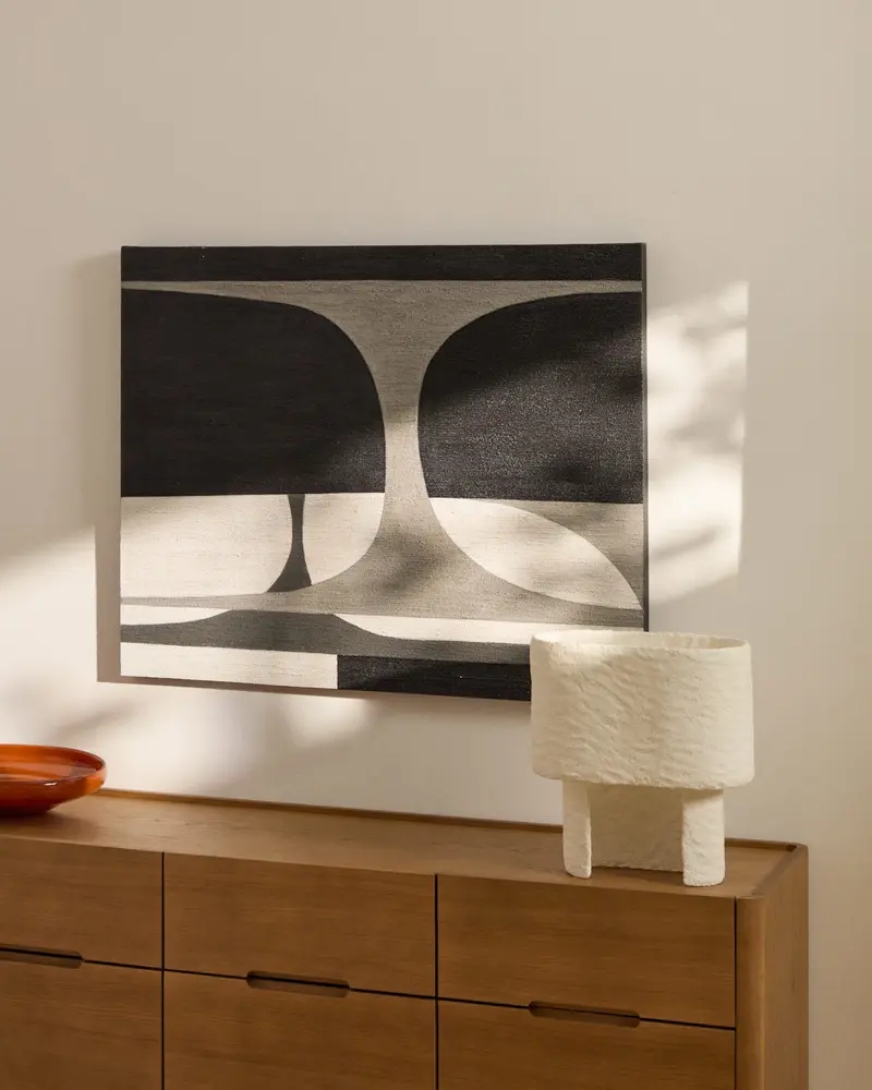 Quadro astratto Onure in bianco e nero (80 x 100 cm)