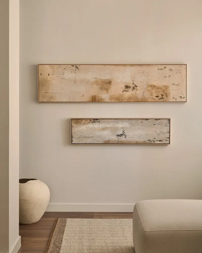 Quadro astratto Silpa beige scuro 182 x 47 cm