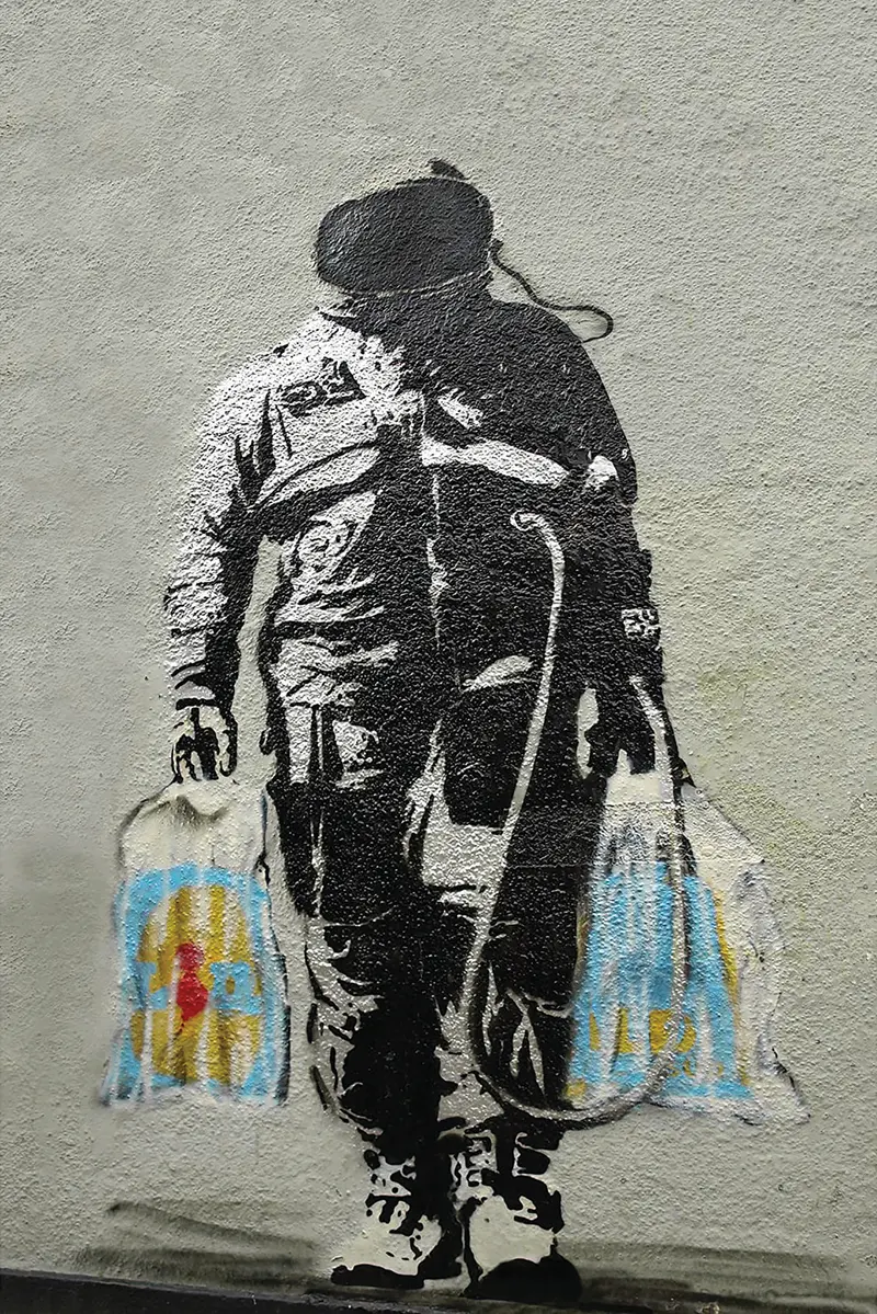 Quadro Astronauta Bansky Street Art