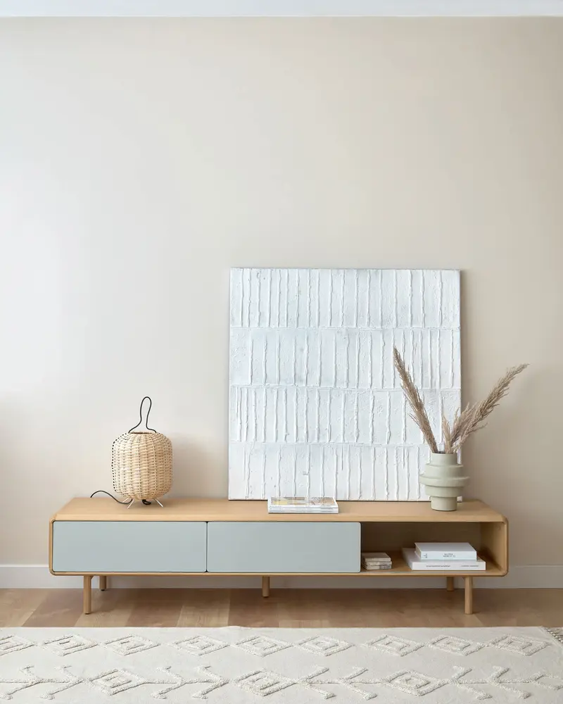 Quadro Basilisa bianco e grigio 90 x 90 cm