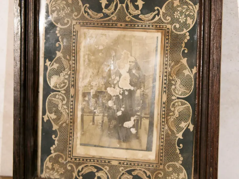 quadro indiano con foto antica in bianco e nero cod.CFI47