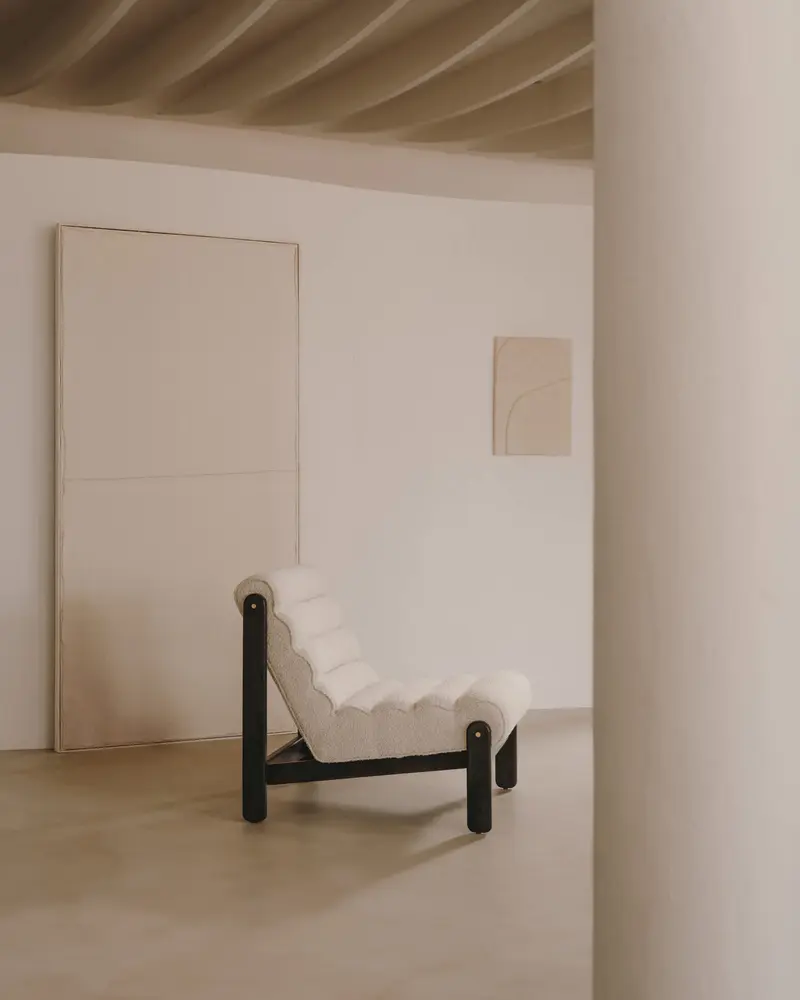 Quadro Maha bianco con linea orizzontale 110 x 220 cm