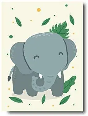 Quadro per bambini, Elefante, 25 x 35 cm. Baby elephant design. Animali della Foresta.