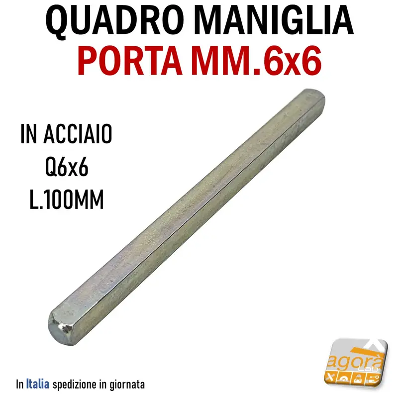 QUADRO Q6 PER MANIGLIA POMOLO PORTA MM 6X6 L100 PER SERRATURA ACCIAIO ZN