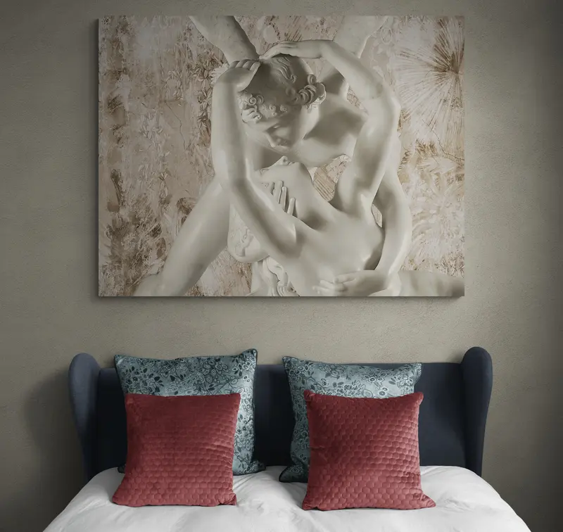 Quadro Stampa su Tela "Amore e Psiche". Opere d' autore. High quality design.
