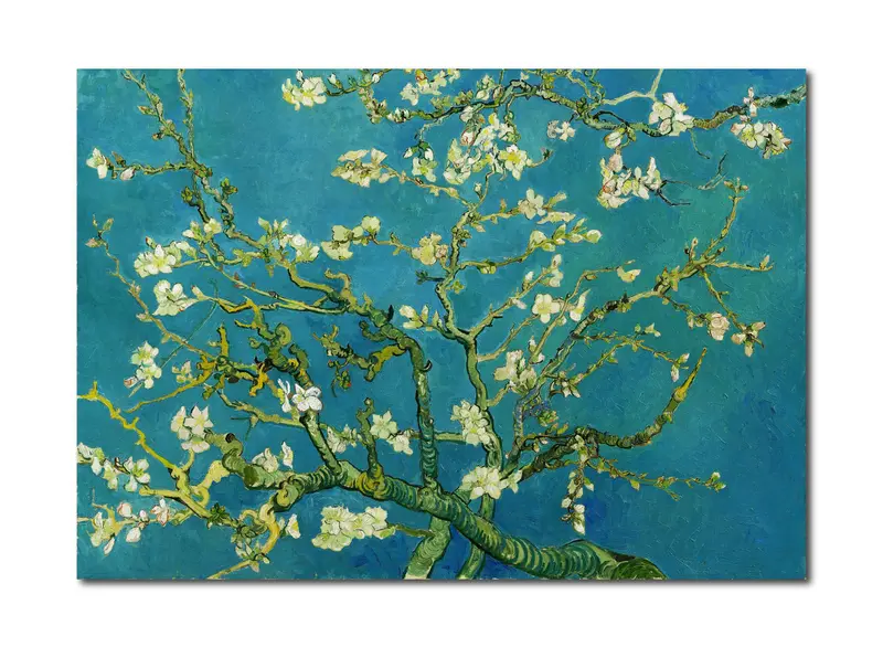 Quadro Stampa su Tela, "Mandorlo in fiore" Van Gogh 70 x 100 cm. Opere d' autore. High quality design.