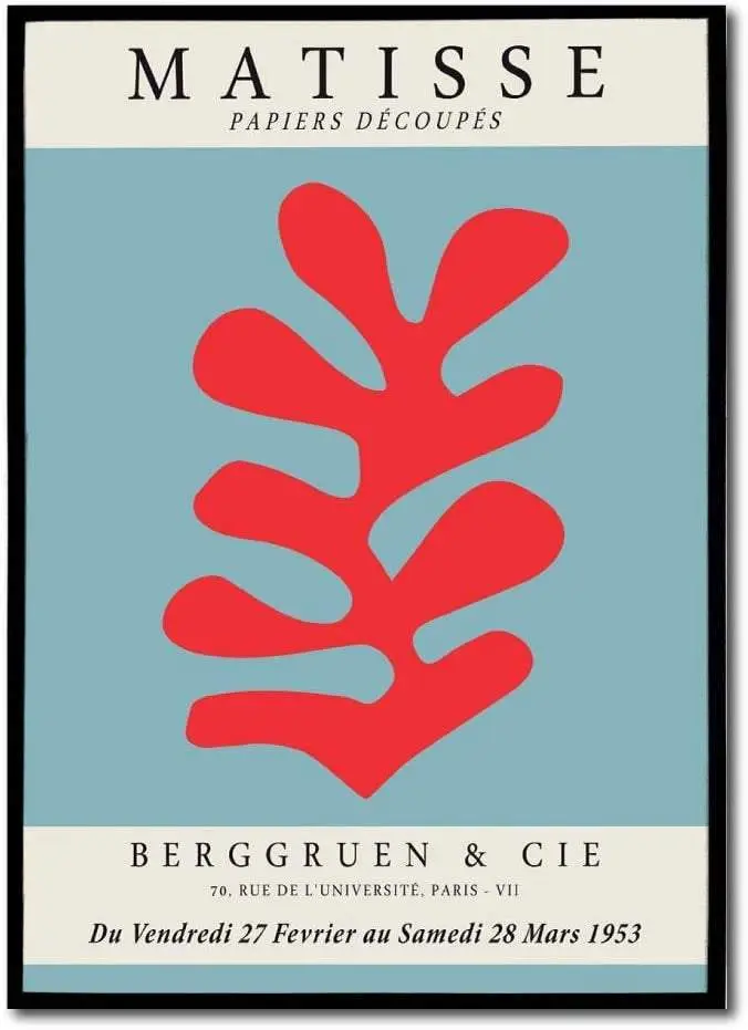 Quadro Stampa su Tela Matisse. Red coral. Parigi 1953. Quadri d' autore.