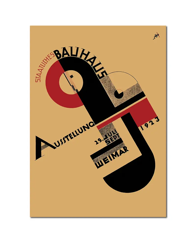 Quadro Stampa su Tela, Vintage Art "Bauhaus Austellung" , 50x70 cm. Stile Geometrico Retrò d' autore