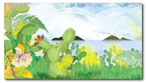 Quadro su tela, 120 x 70 cm. Paesaggio eoliano. Sicilian art design.