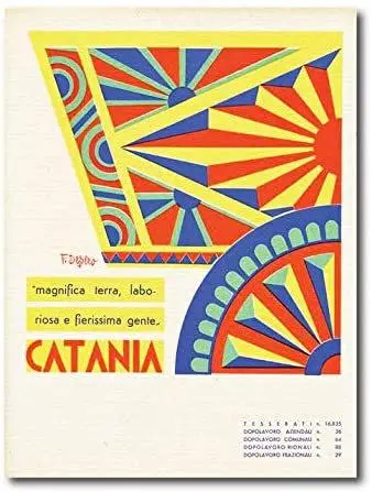 Quadro su tela, 30 x 40 cm. Catania Vintage posters. Sicilian art design.