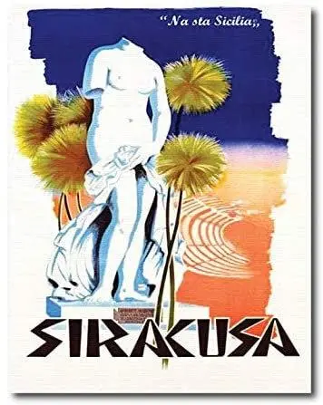 Quadro su tela 30 x 40 cm. Siracusa, vintage sicilian art & design.