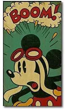 Quadro su tela, 30 x 54 cm. Topolino Vintage retrò. Disney Mickey Mouse design.