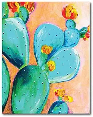 Quadro su tela, 60 x 75 cm. Fichi d'India, acquerello watercolor style. Sicilian art design.