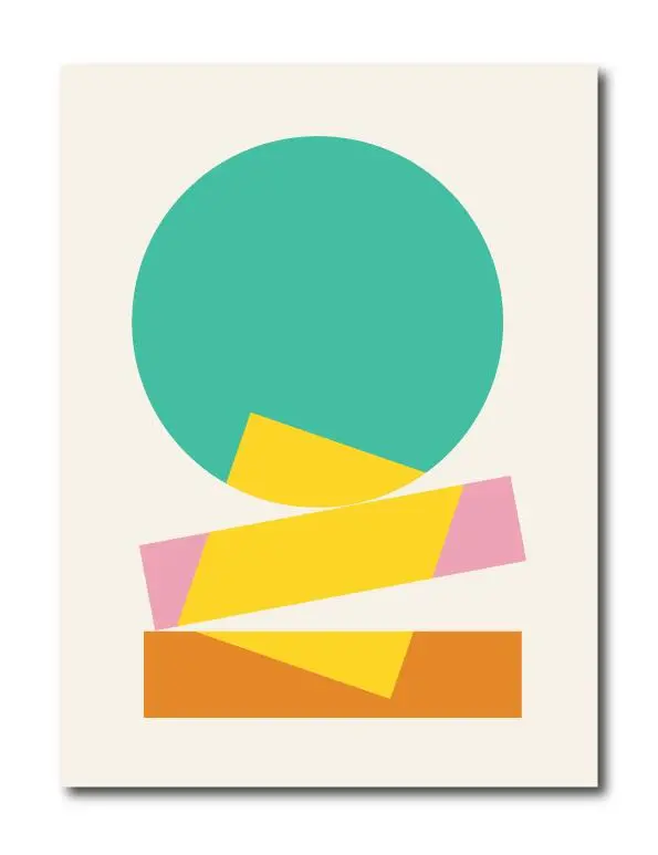 Quadro su tela, 60 x 80 cm. Stile geometrico. Bold colors design.