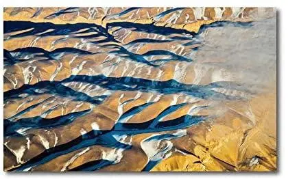 Quadro su tela, 70 x 100 cm. Astratto blu e oro.