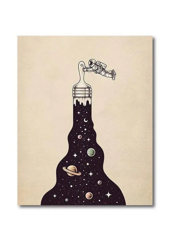 Quadro su tela 70 x 90 cm. Astronauta painting. Modern vintage design.