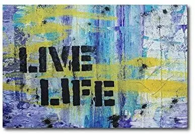 Quadro su tela 80 x 50 cm. "Live life" Street art stencil design.
