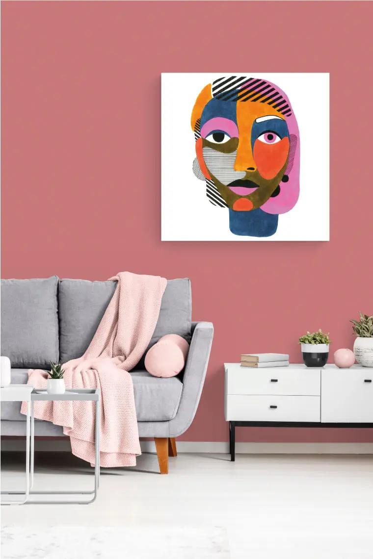 Quadro su tela 80 x 80 cm. "Volto Colorfull One". Design Geometrico.